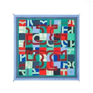 Tory Burch Ruby Cube Logo Scarf/ Abstract/ Large